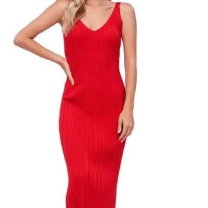 En Saison red sleeveless knit dress